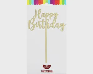 Cake Topper Happy Birthday Glitter Gold